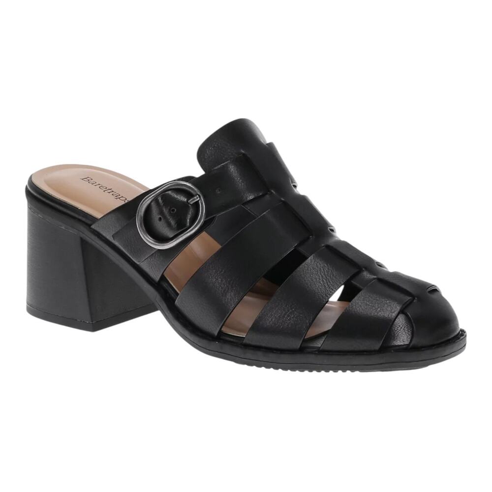 Baretraps Women's Whitnie Fisherman Block Heel Slip On Mule Sandals Black Size 7
